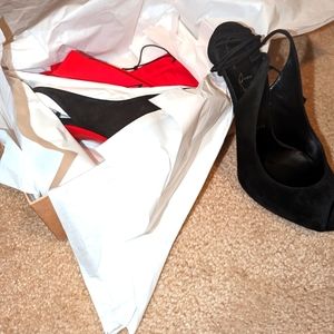NEW Christian Louboutin Suede Peep-Toe Red Sole Pumps